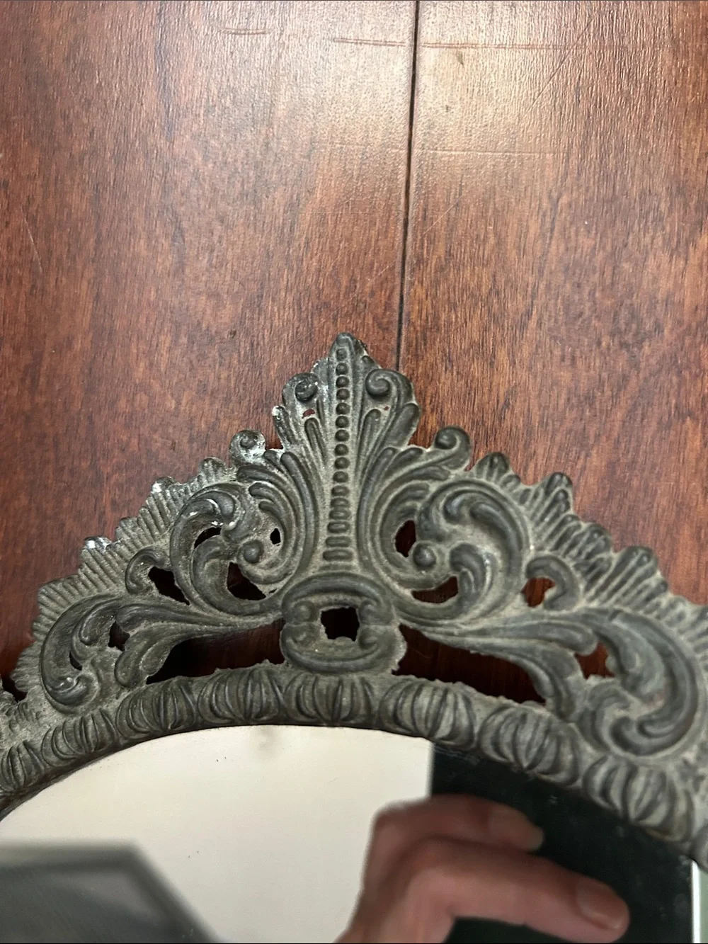 Vintage Oval Decorative Mirror in Oxidized Finish, Use as a Tray for Perfumes